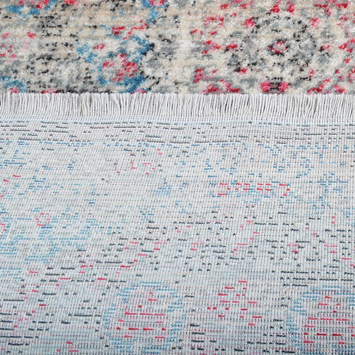 Machine Woven Crossweave Polyester Area Rug Oriental Beige Blue M00089