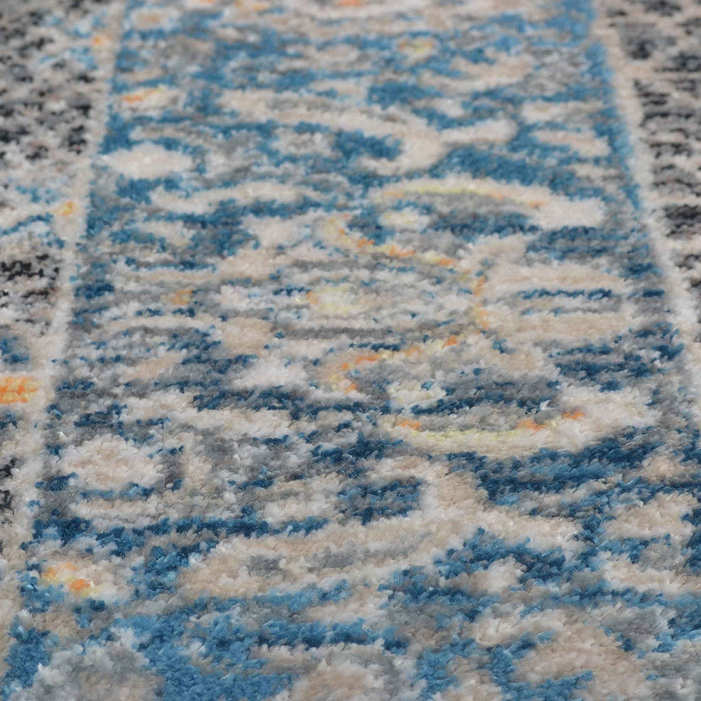 Machine Woven Crossweave Polyester Area Rug Oriental Black Gray M00090
