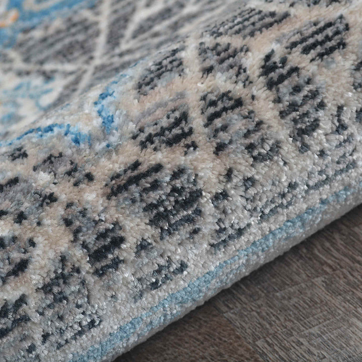 Machine Woven Crossweave Polyester Area Rug Oriental Black Gray M00090
