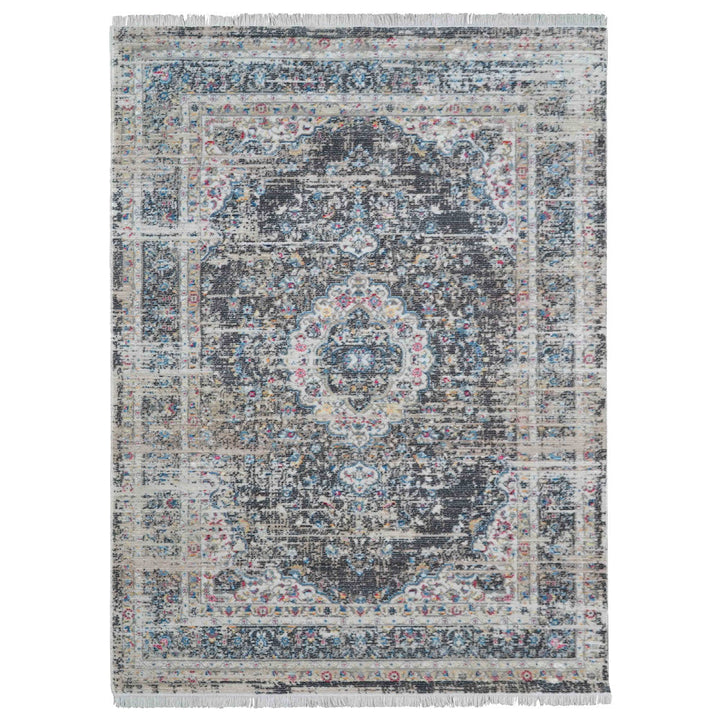 Machine Woven Crossweave Polyester Area Rug Oriental Multicolor M00091