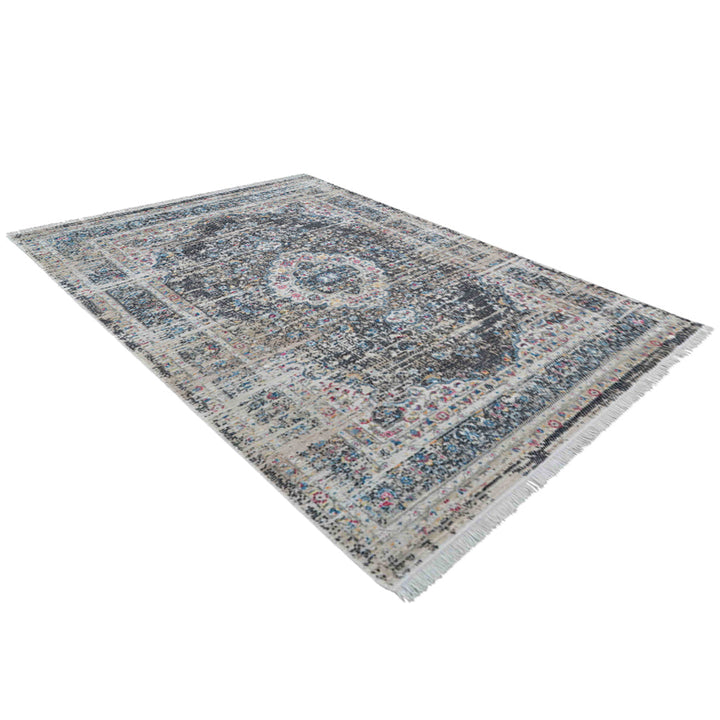 Machine Woven Crossweave Polyester Area Rug Oriental Multicolor M00091