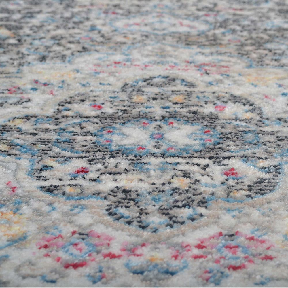Machine Woven Crossweave Polyester Area Rug Oriental Multicolor M00091
