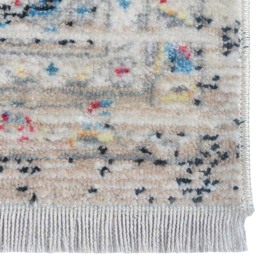 Machine Woven Crossweave Polyester Area Rug Oriental Multicolor M00091