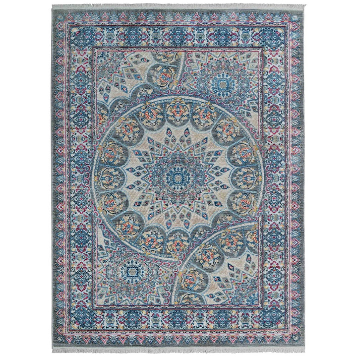 Machine Woven Crossweave Polyester Area Rug Oriental Multicolor M00110