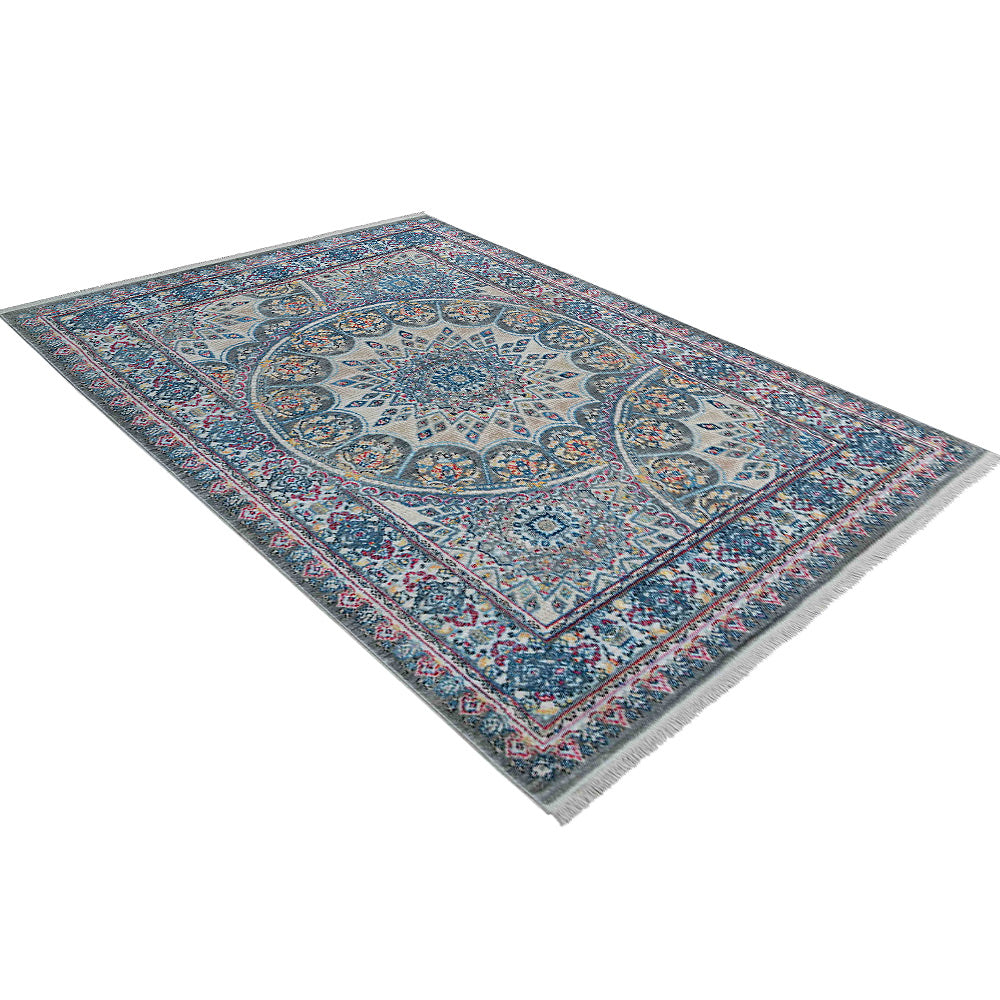 Machine Woven Crossweave Polyester Area Rug Oriental Multicolor M00110