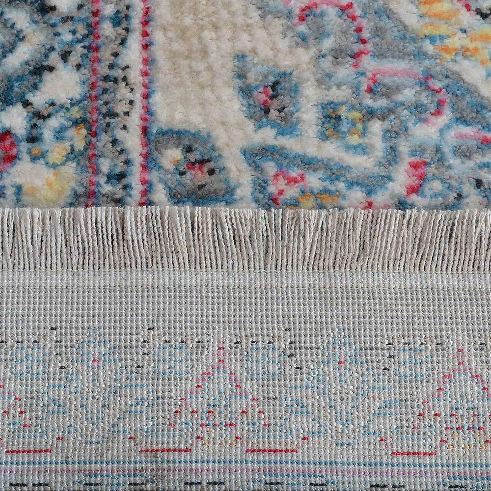 Machine Woven Crossweave Polyester Area Rug Oriental Multicolor M00110