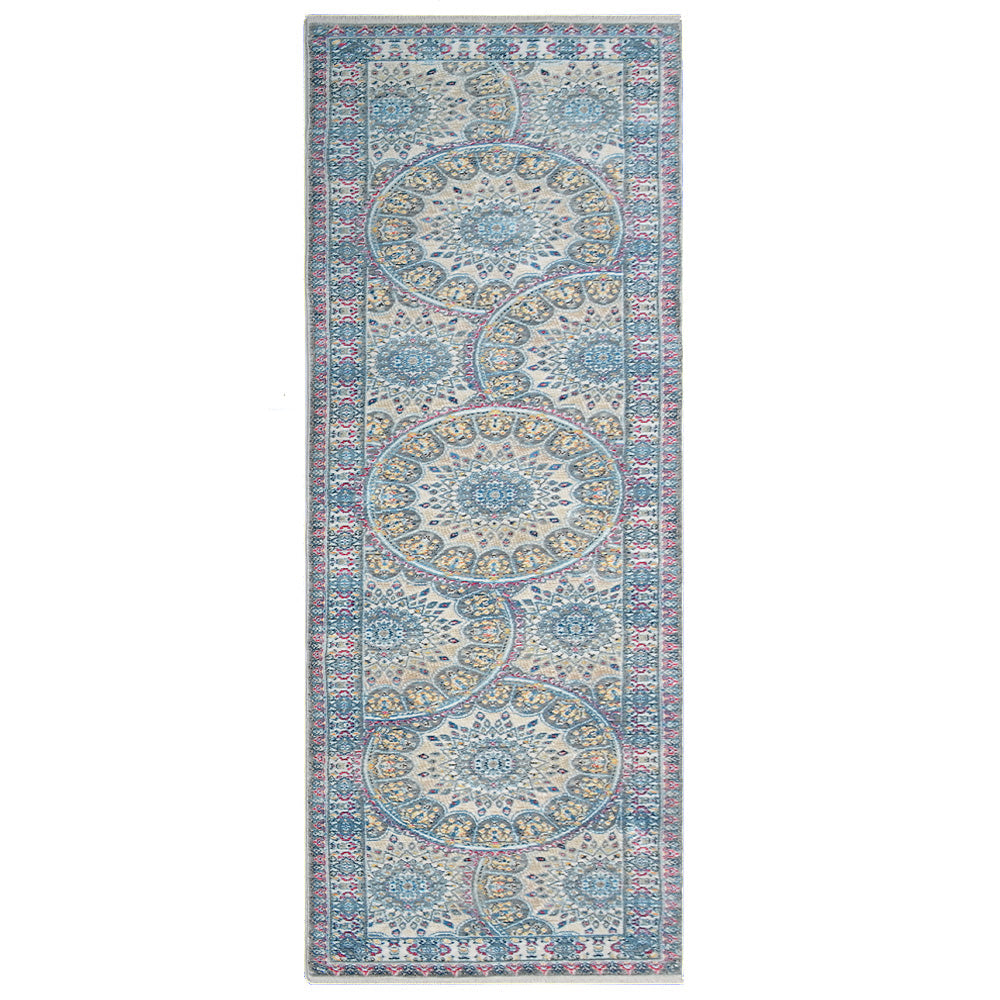 Machine Woven Crossweave Polyester Area Rug Oriental Multicolor M00110