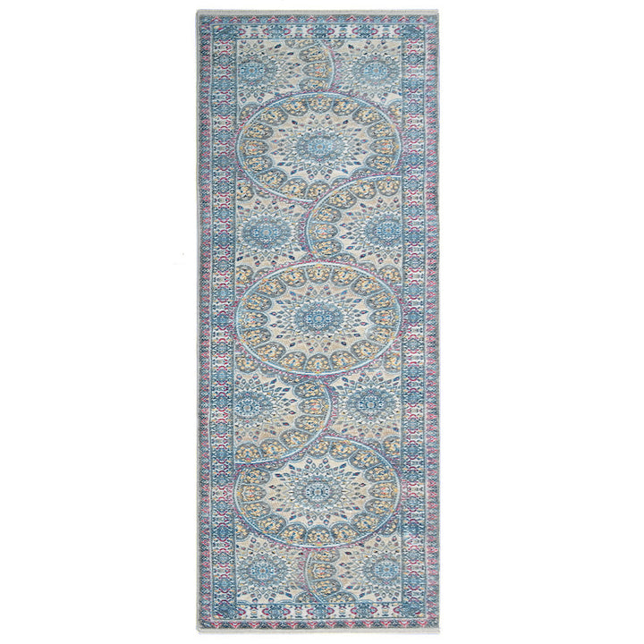 Machine Woven Crossweave Polyester Area Rug Oriental Multicolor M00110