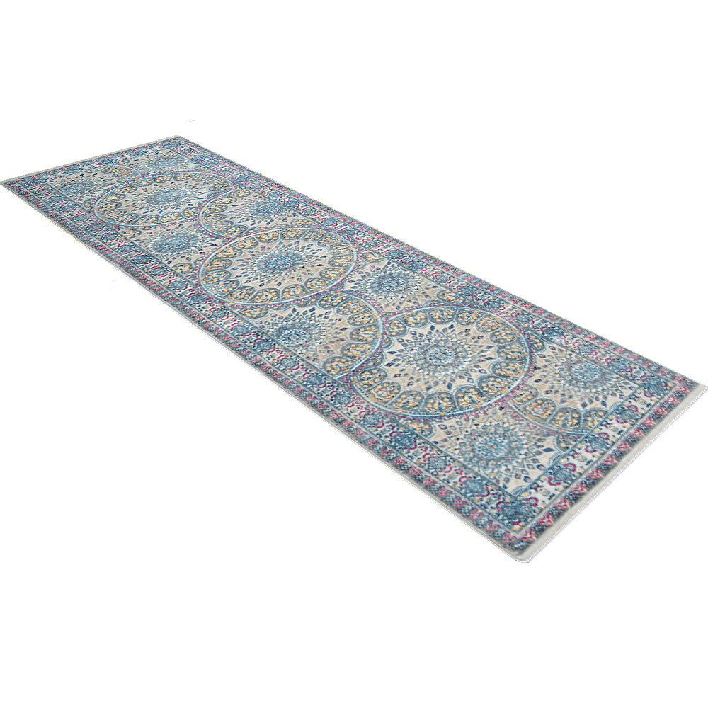 Machine Woven Crossweave Polyester Area Rug Oriental Multicolor M00110