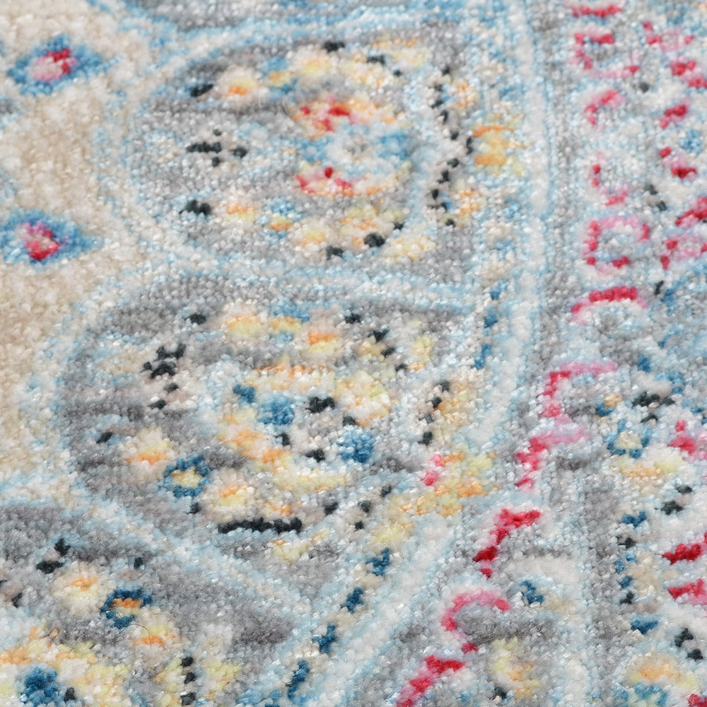 Machine Woven Crossweave Polyester Area Rug Oriental Multicolor M00110