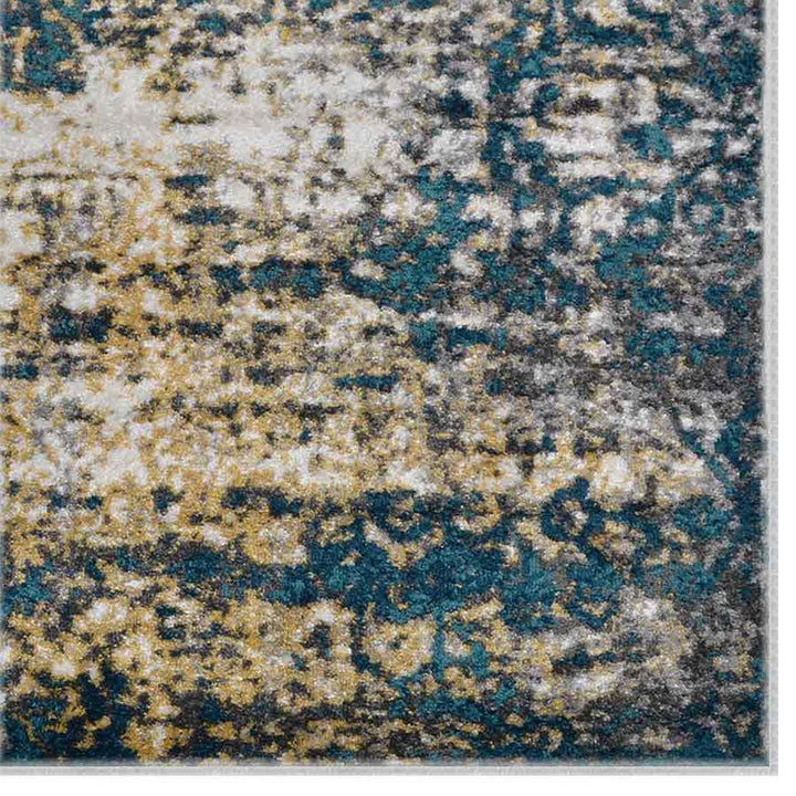 Machine Woven Heatset Polypropylene Area Rug Abstract Ivory Blue MX0006