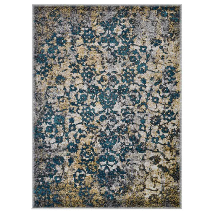 Machine Woven Heatset Polypropylene Area Rug Abstract Silver Blue MX0011