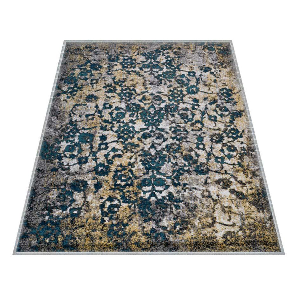 Machine Woven Heatset Polypropylene Area Rug Abstract Silver Blue MX0011