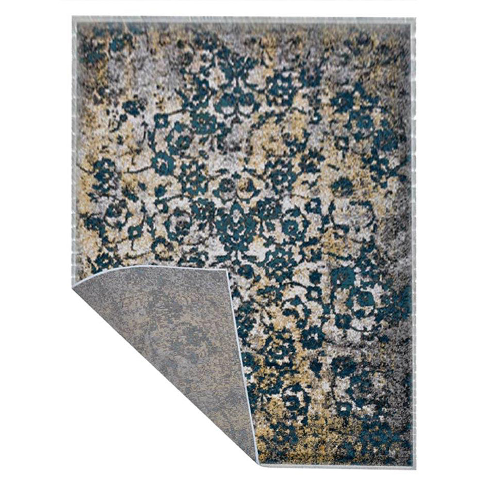 Machine Woven Heatset Polypropylene Area Rug Abstract Silver Blue MX0011