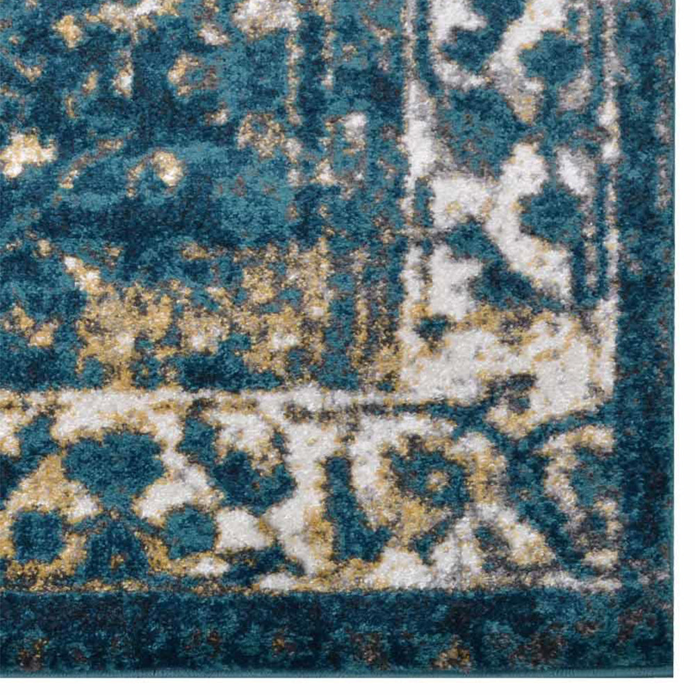 Machine Woven Heatset Polypropylene Area Rug Oriental Blue MX0015