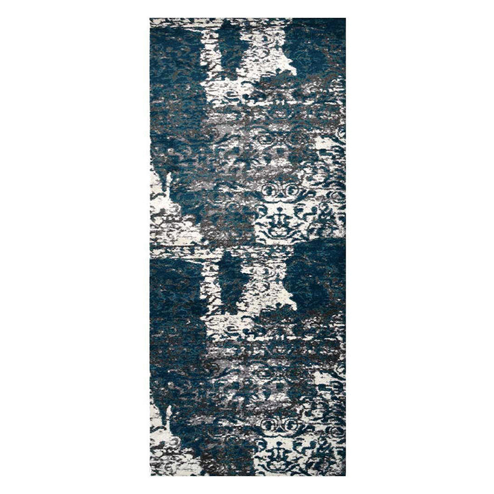 Machine Woven Heatset Polypropylene Area Rug Abstract Silver Blue MX0017
