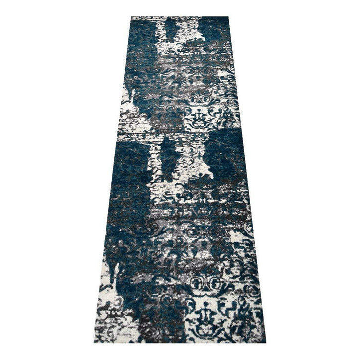 Machine Woven Heatset Polypropylene Area Rug Abstract Silver Blue MX0017