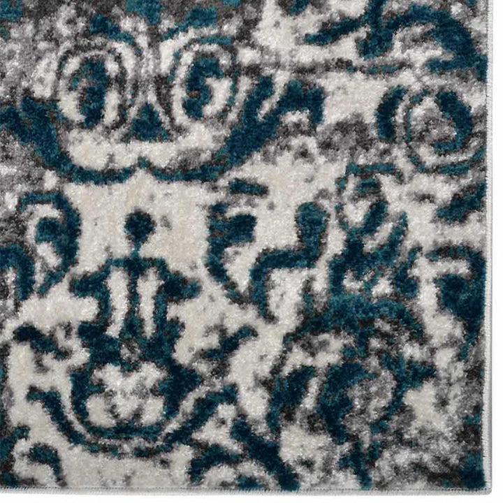 Machine Woven Heatset Polypropylene Area Rug Abstract Silver Blue MX0017