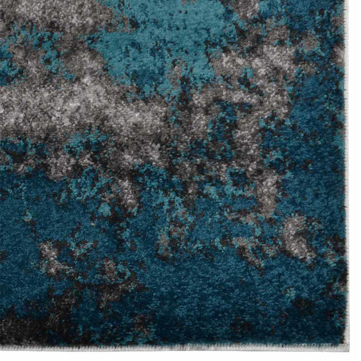 Machine Woven Heatset Polypropylene Area Rug Abstract Ivory Blue MX0019