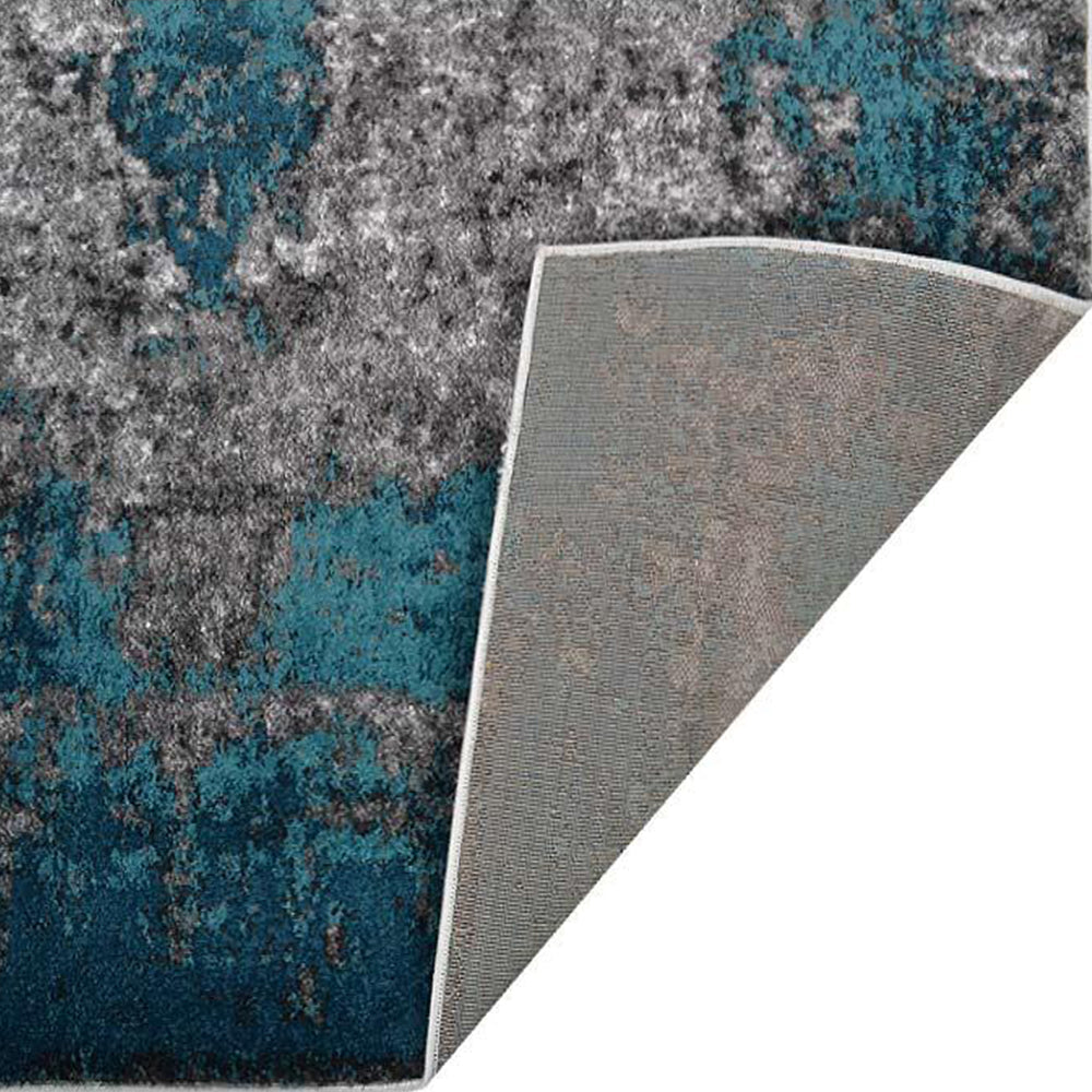 Machine Woven Heatset Polypropylene Area Rug Abstract Ivory Blue MX0019