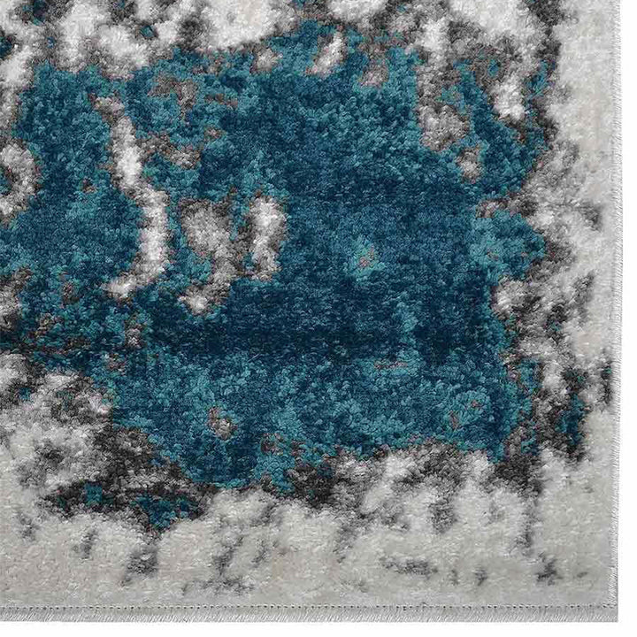 Machine Woven Heatset Polypropylene Area Rug Abstract Ivory Blue MX0022