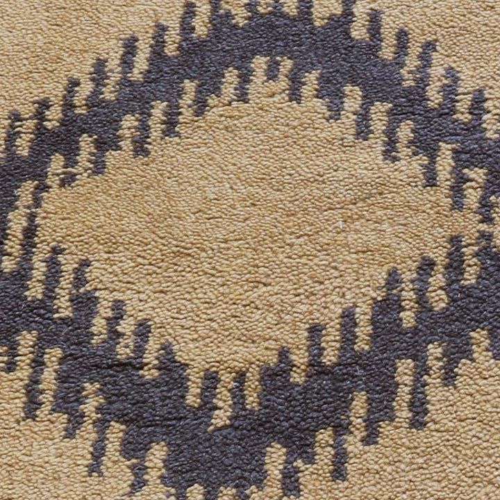 Hand Knotted Wool Area Rug Geometric Gold Charcoal N00165