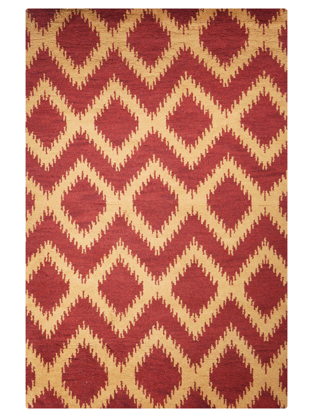Hand Knotted Wool Area Rug Geometric Gold Charcoal N00165