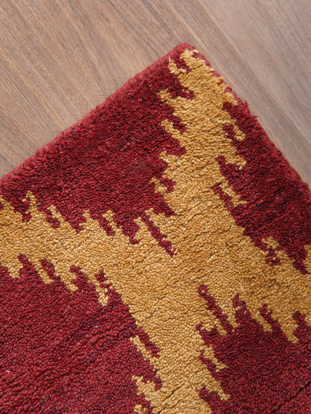 Hand Knotted Wool Area Rug Geometric Gold Charcoal N00165