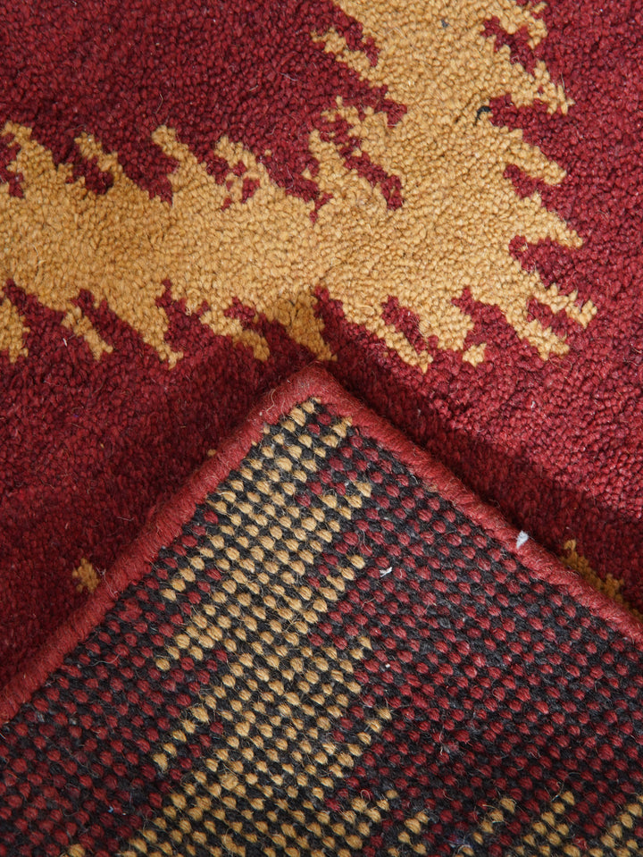 Hand Knotted Wool Area Rug Geometric Gold Charcoal N00165