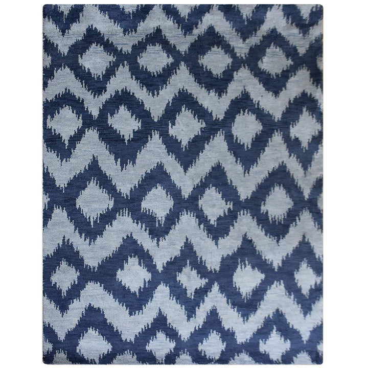 Hand Knotted Wool Area Rug Geometric Gold Charcoal N00165