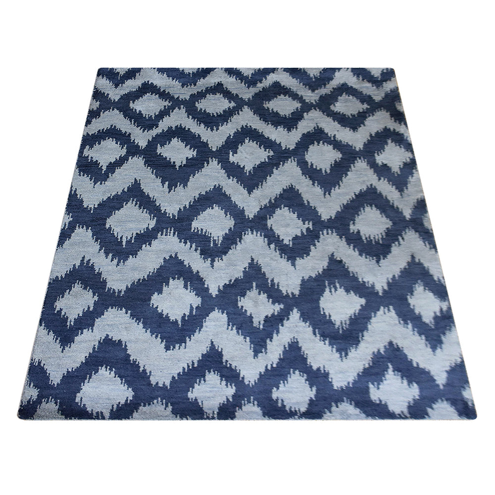 Hand Knotted Wool Area Rug Geometric Gold Charcoal N00165