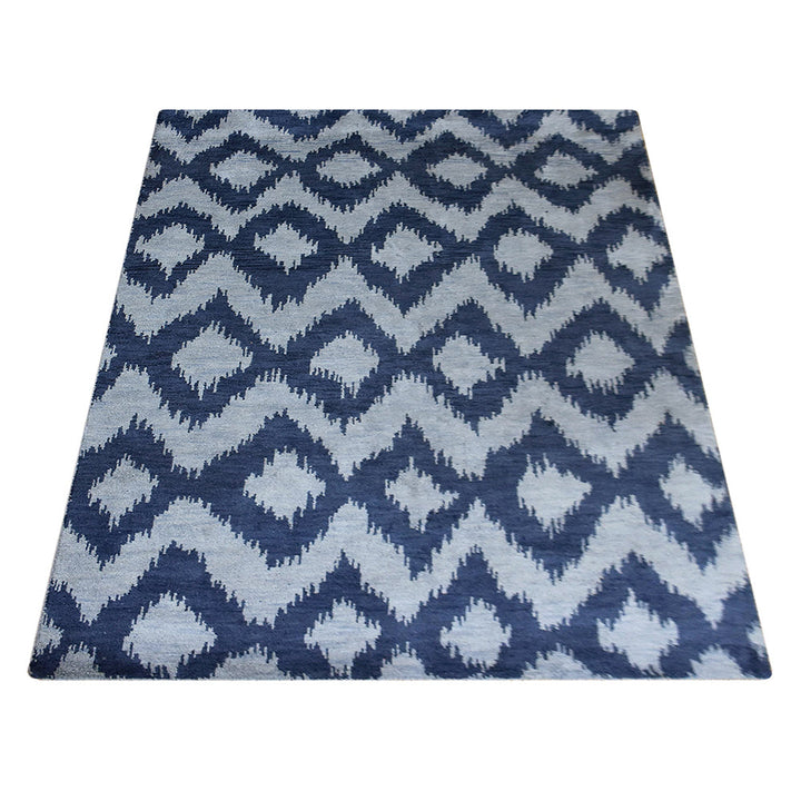Hand Knotted Wool Area Rug Geometric Gold Charcoal N00165