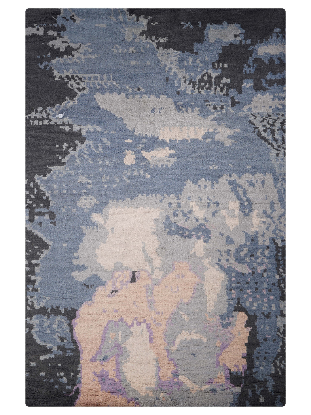 Hand Knotted Wool Area Rug Abstract Multicolor N00804