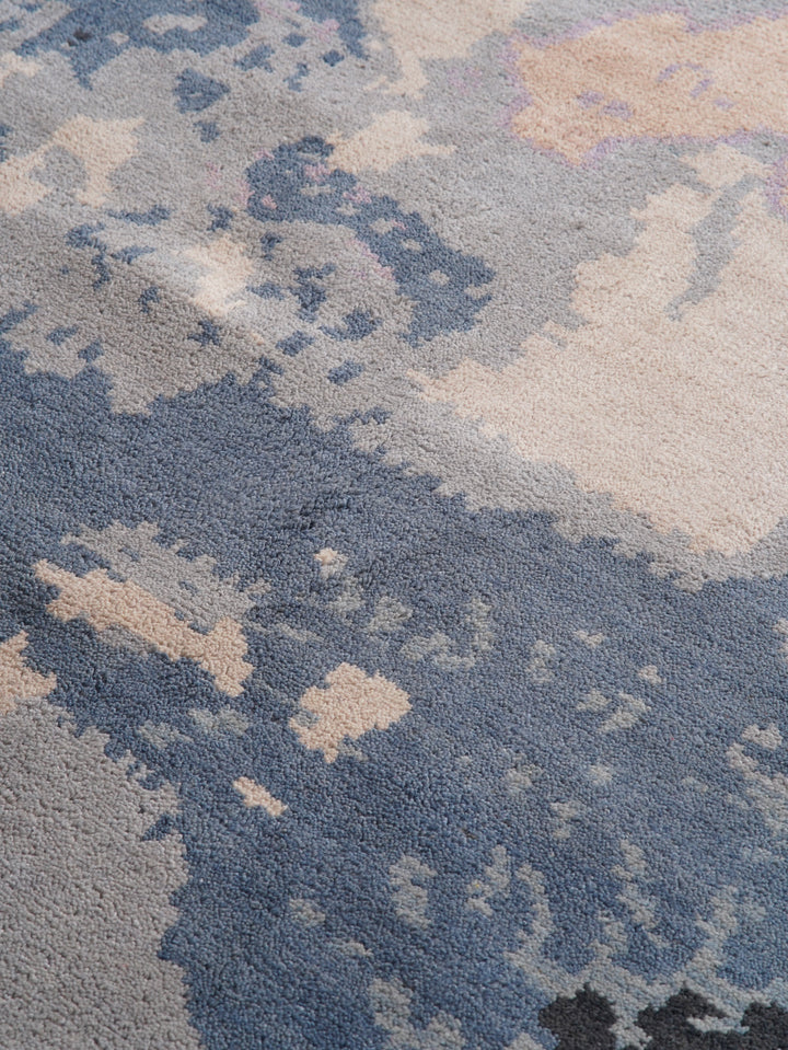 Hand Knotted Wool Area Rug Abstract Multicolor N00804