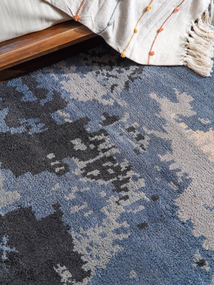 Hand Knotted Wool Area Rug Abstract Multicolor N00804