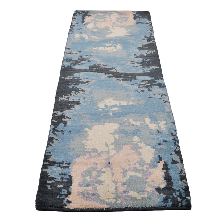 Hand Knotted Wool Area Rug Abstract Multicolor N00804