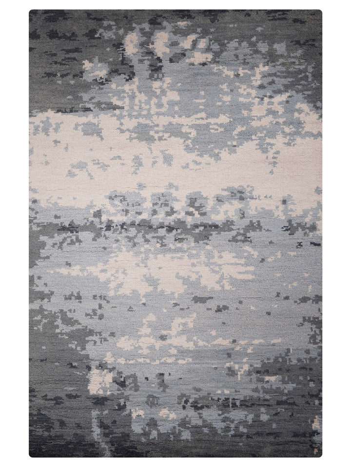 Hand Knotted Wool Area Rug Abstract Multicolor N00805