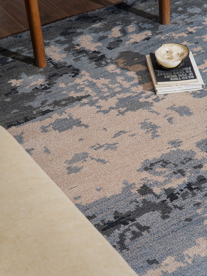 Hand Knotted Wool Area Rug Abstract Multicolor N00805