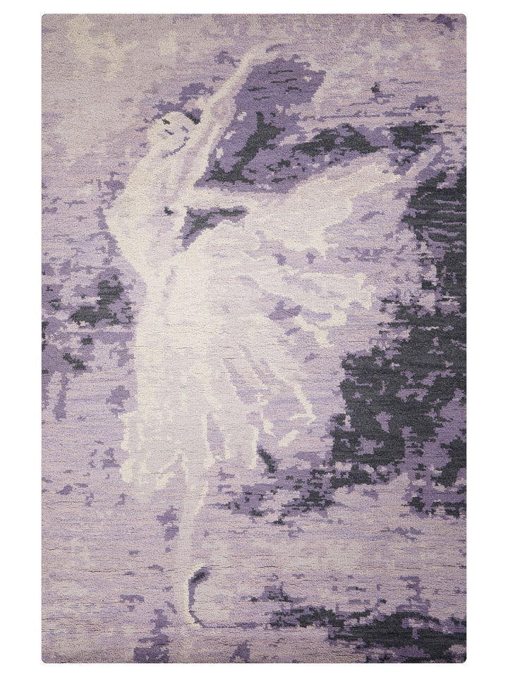 Hand Knotted Wool Area Rug Contemporary Purple N00807