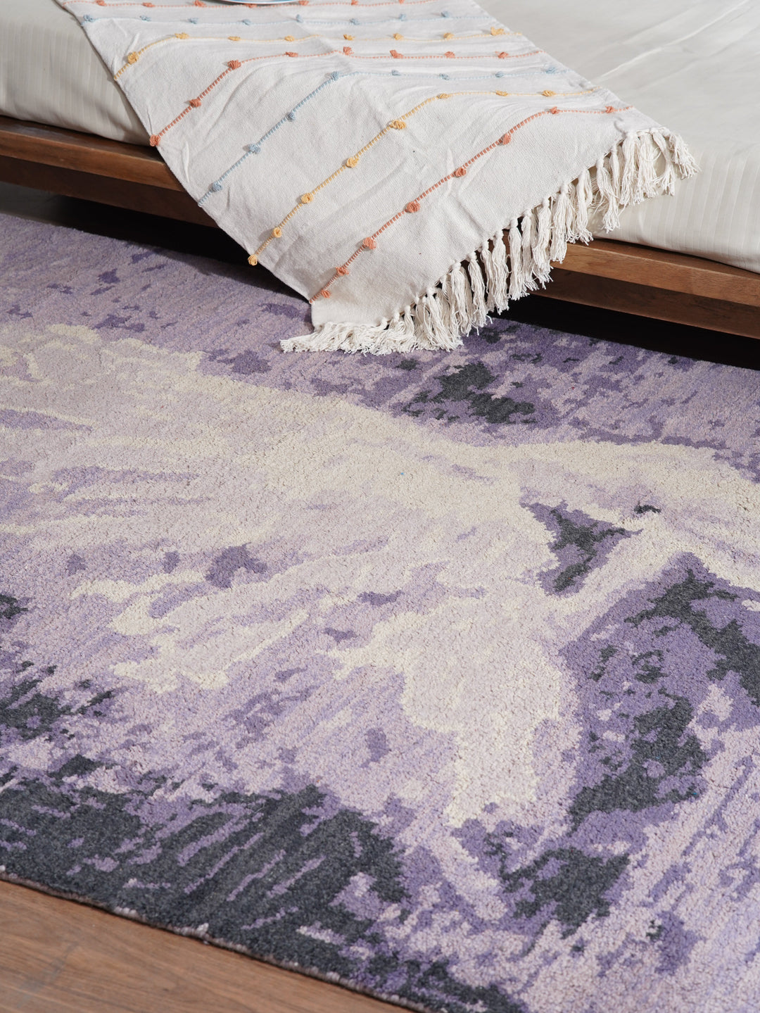 Hand Knotted Wool Area Rug Contemporary Purple N00807