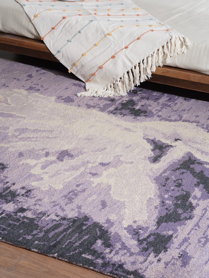 Hand Knotted Wool Area Rug Contemporary Purple N00807
