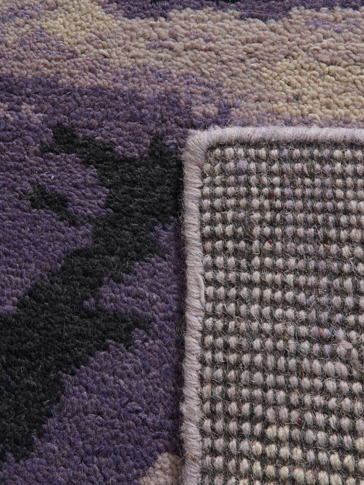 Hand Knotted Wool Area Rug Contemporary Purple N00807
