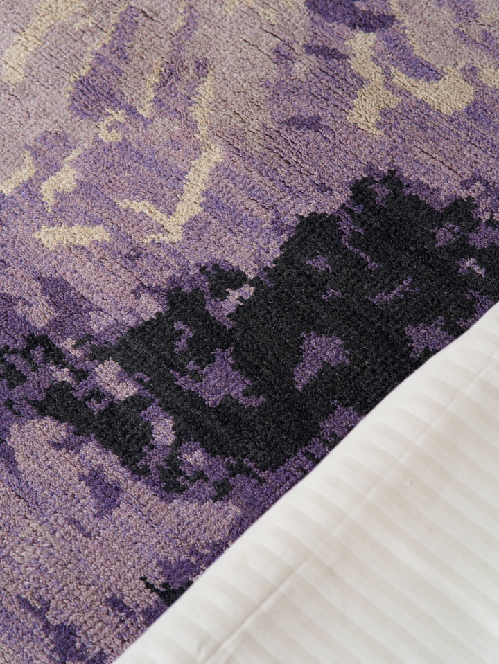 Hand Knotted Wool Area Rug Contemporary Purple N00807