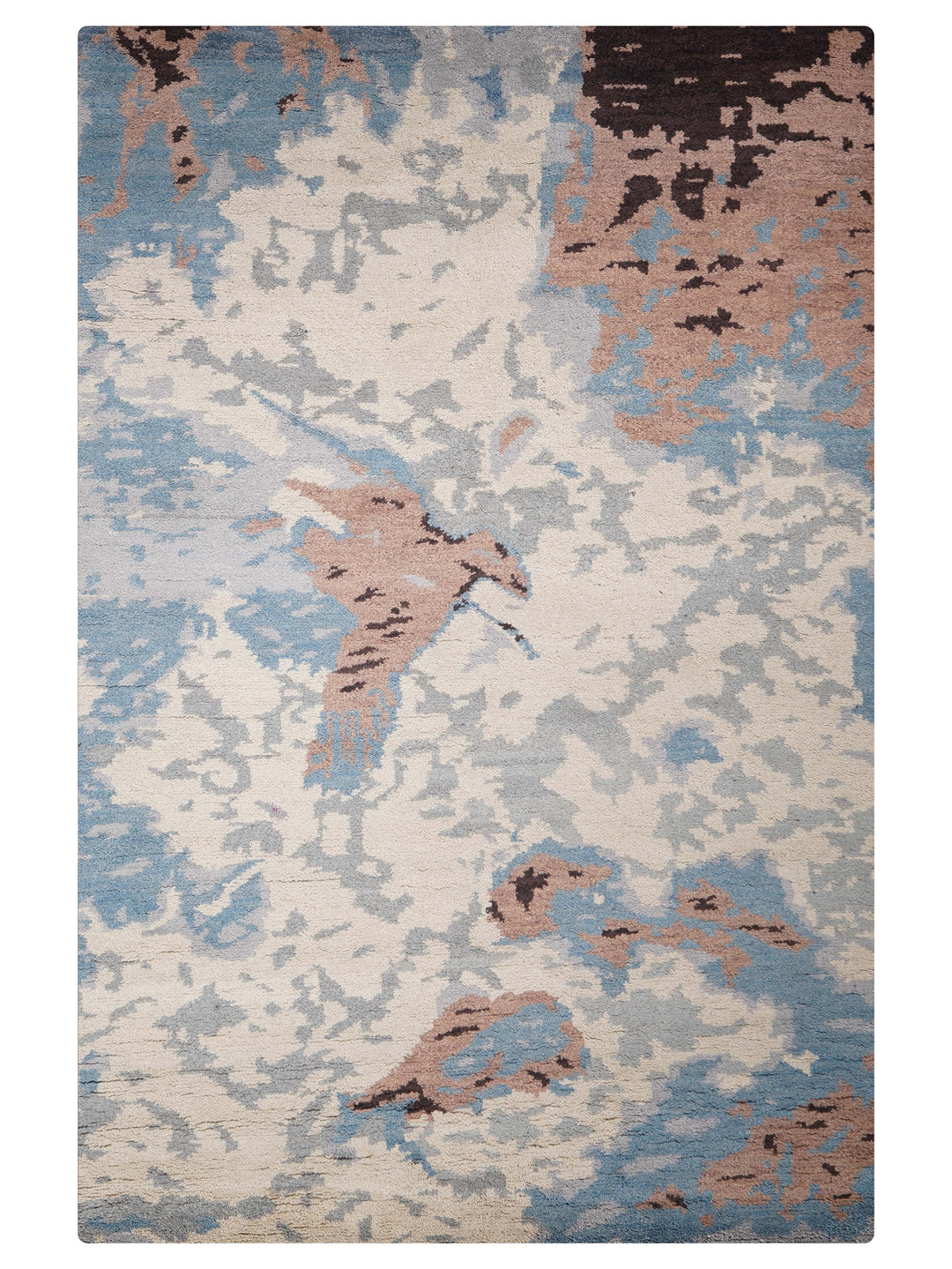 Hand Knotted Wool Area Rug Abstract Multicolor N00816