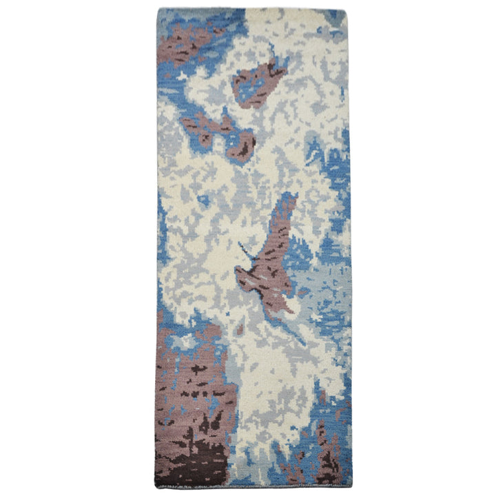 Hand Knotted Wool Area Rug Abstract Multicolor N00816