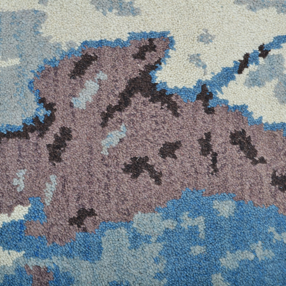 Hand Knotted Wool Area Rug Abstract Multicolor N00816