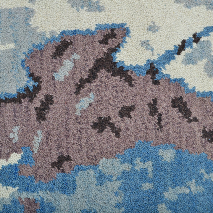 Hand Knotted Wool Area Rug Abstract Multicolor N00816