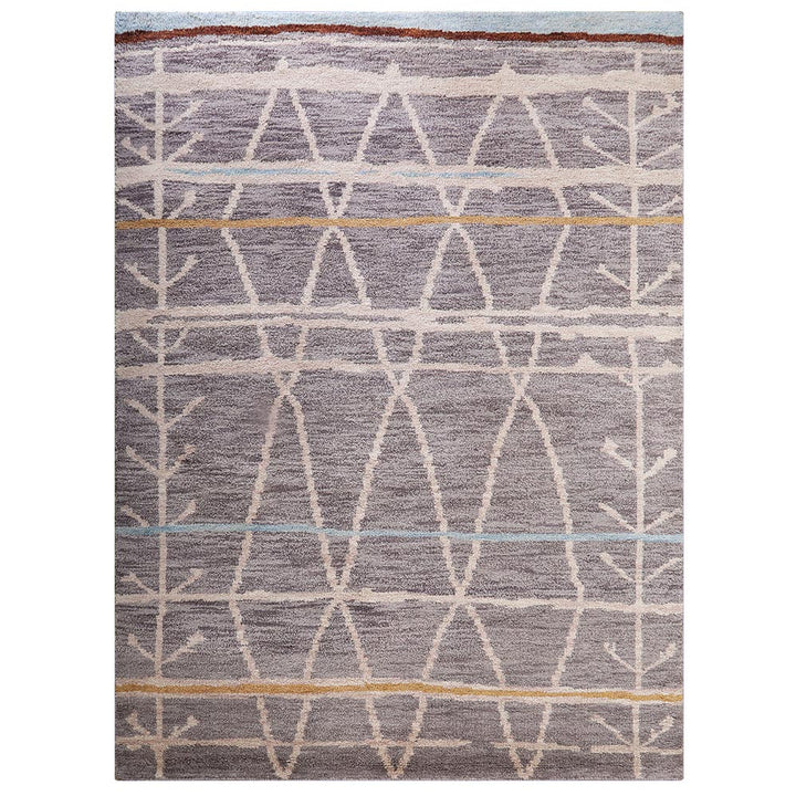 Hand Knotted Wool Area Rug Contemporary Brown N00906