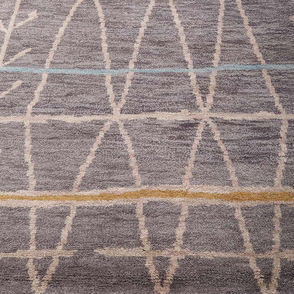 Hand Knotted Wool Area Rug Contemporary Brown N00906