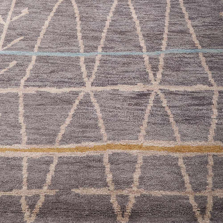 Hand Knotted Wool Area Rug Contemporary Brown N00906